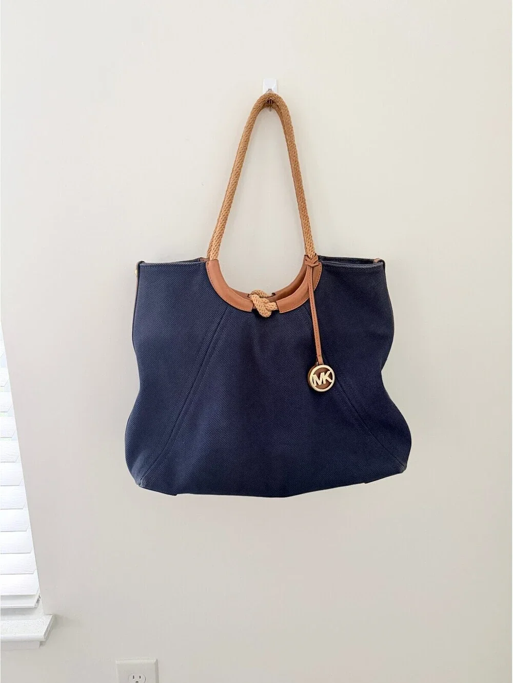 Michael Kors Navy Canvas Tote Bag |Large Everyday Tote